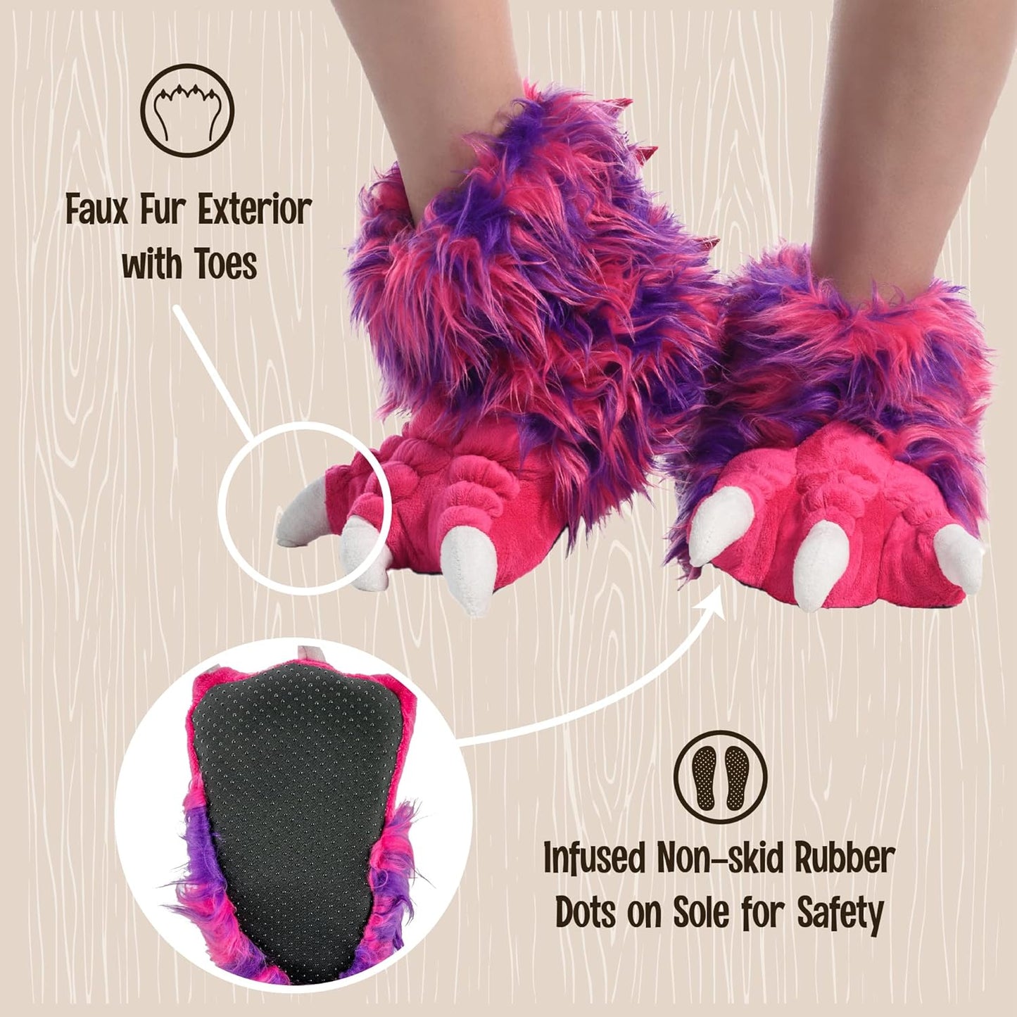 Animal Paw Slippers for Kids and Adults, Fun Costume for Kids, Cozy Furry Slippers