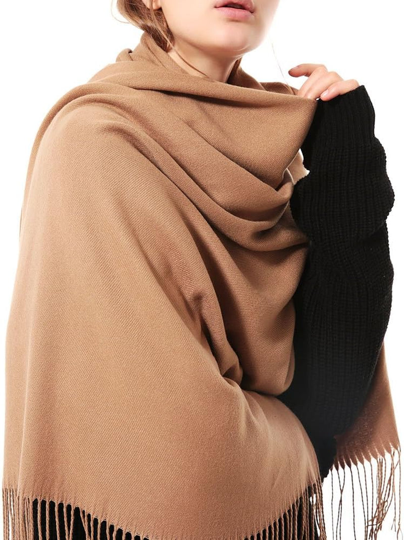 Womens Thick Soft Pashmina Shawl Wrap Scarf Warm Solid Color Stole